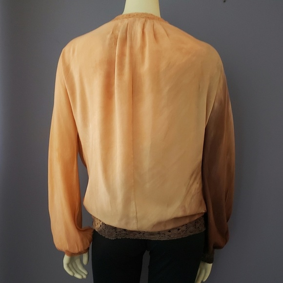 Tie Dye Michelle Jonas Top Blouse Silk Lace Hem - Picture 5 of 8